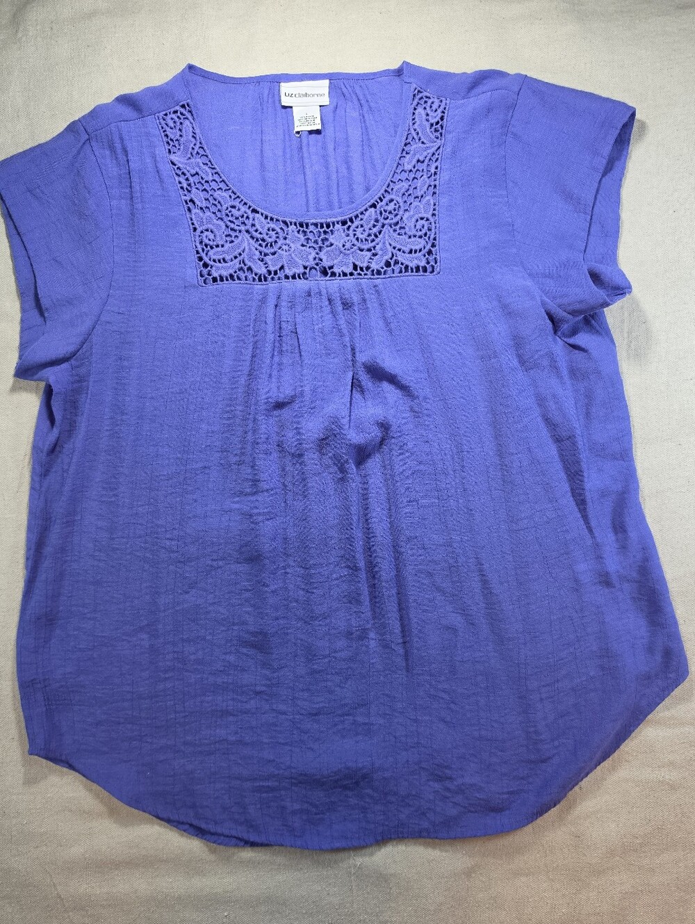 Liz Claiborne Violet Crochet-Yoke Tunic Top
